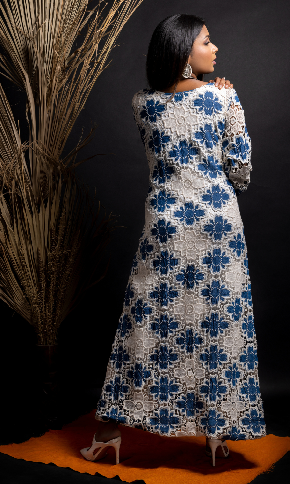 Off white Croatia-Denim Applique work-  2 Piece Dress