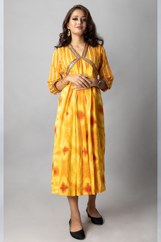 Mango Yellow-Alia cut-One piece Dress