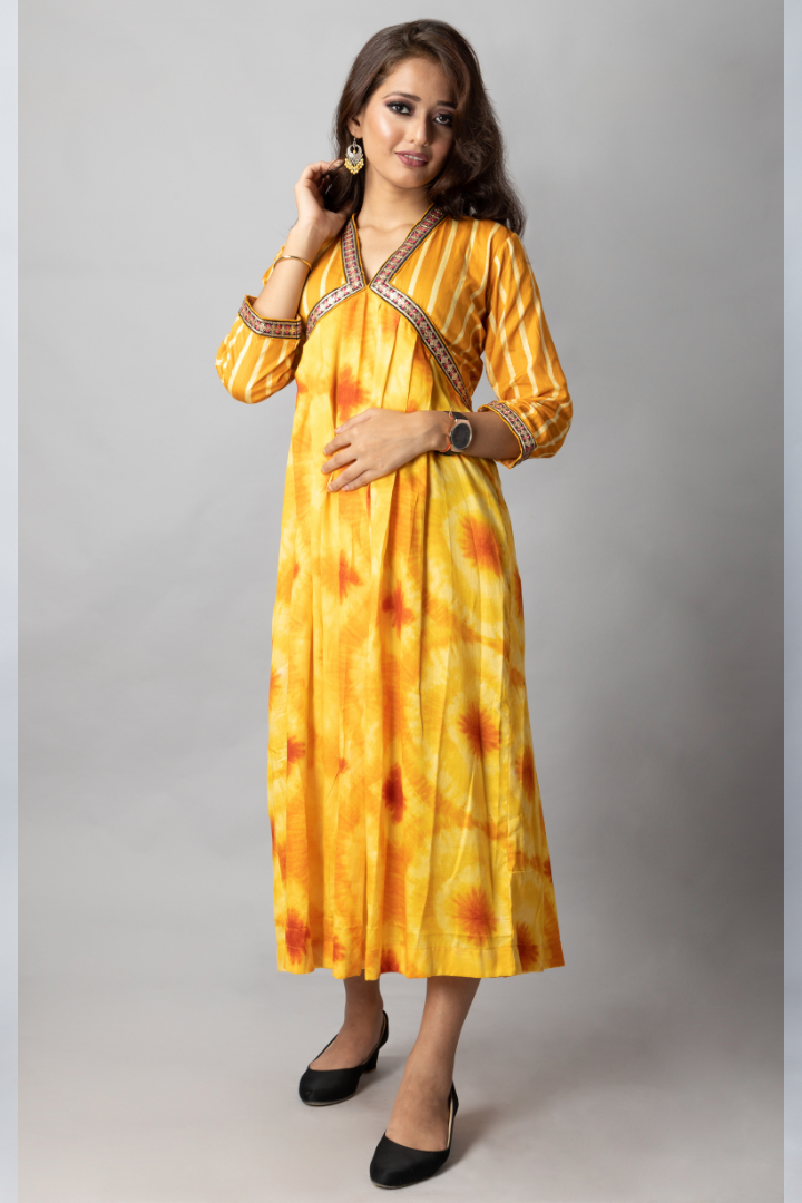 Mango Yellow-Alia cut-One piece Dress