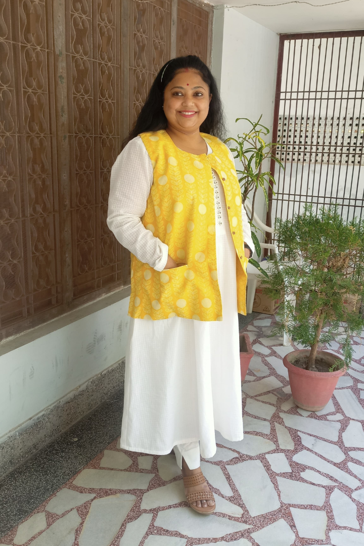 "Angikha" Yellow Pure Cotton Kotis