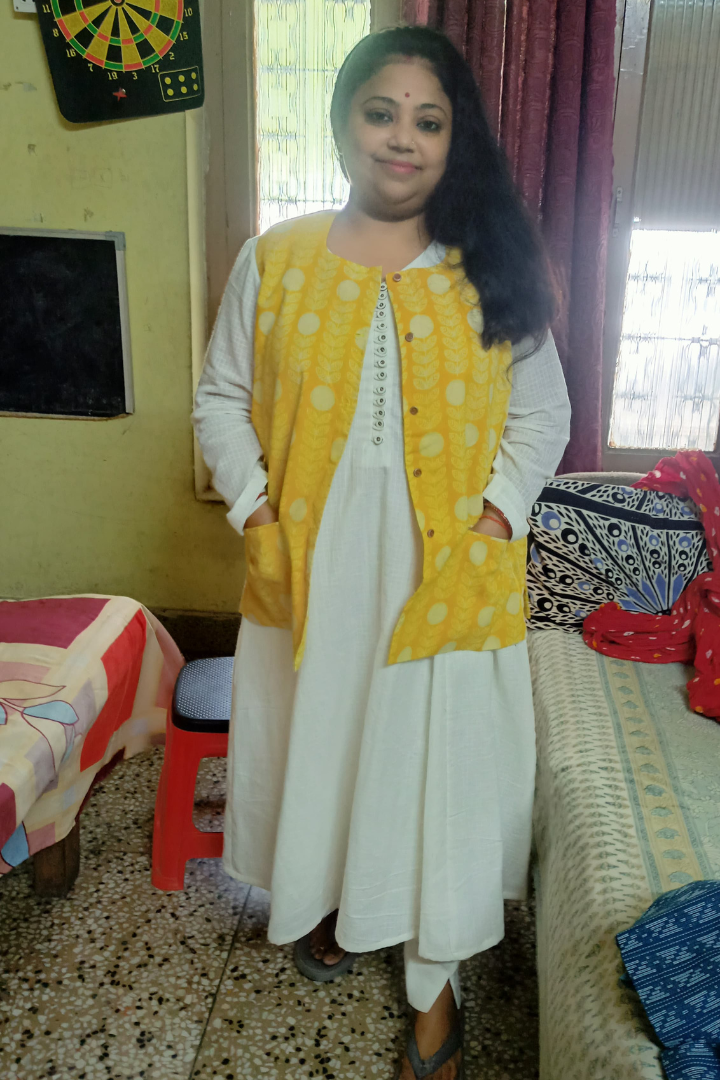 "Angikha" Yellow Pure Cotton Kotis