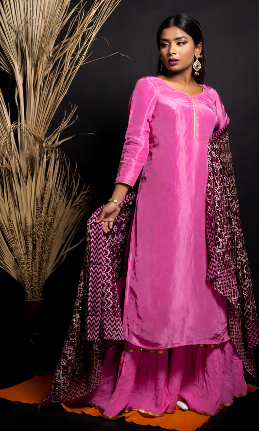 Onion pink_sharara set_Designer sequins dupatta