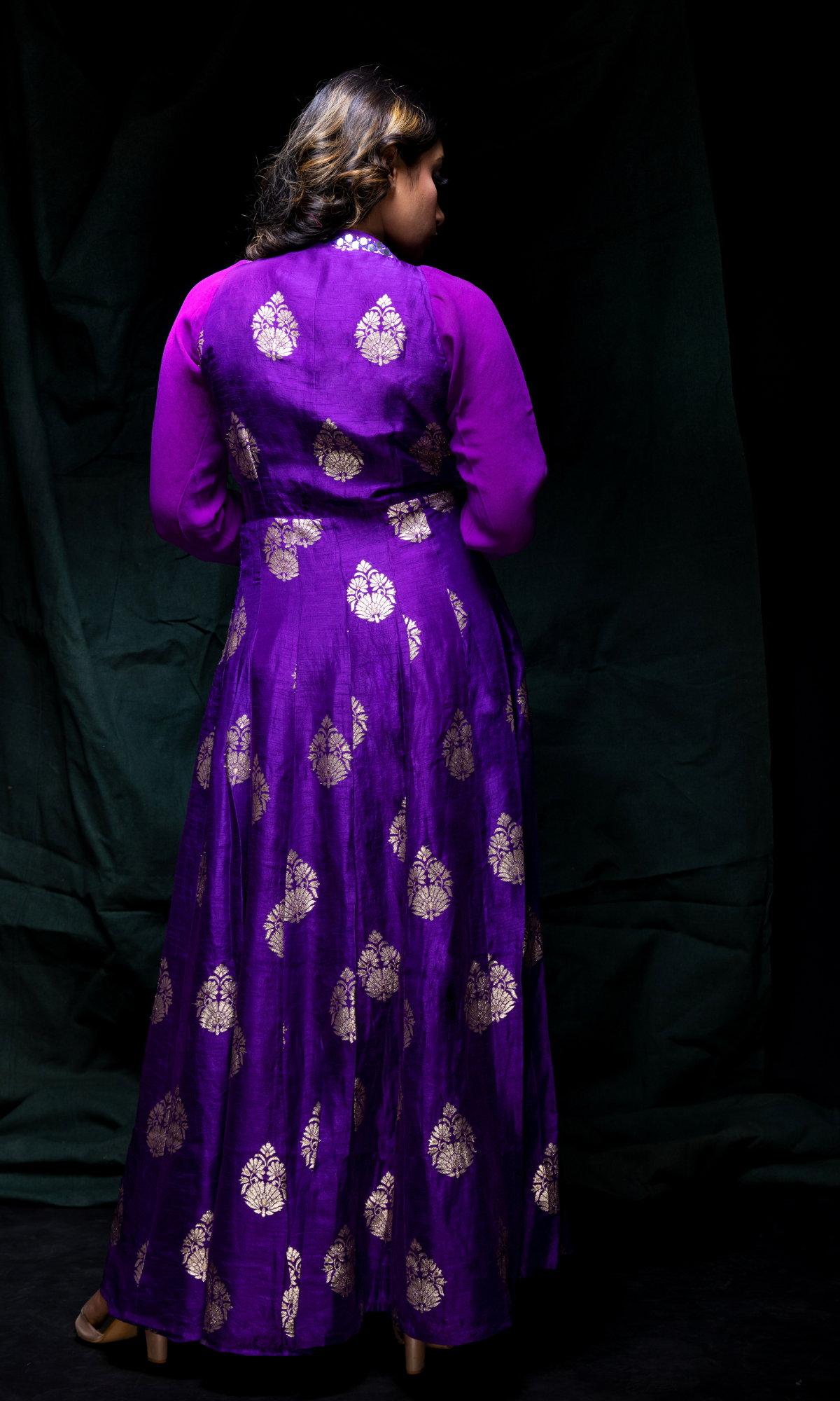 Purple Chanderi Silk Evening Gown