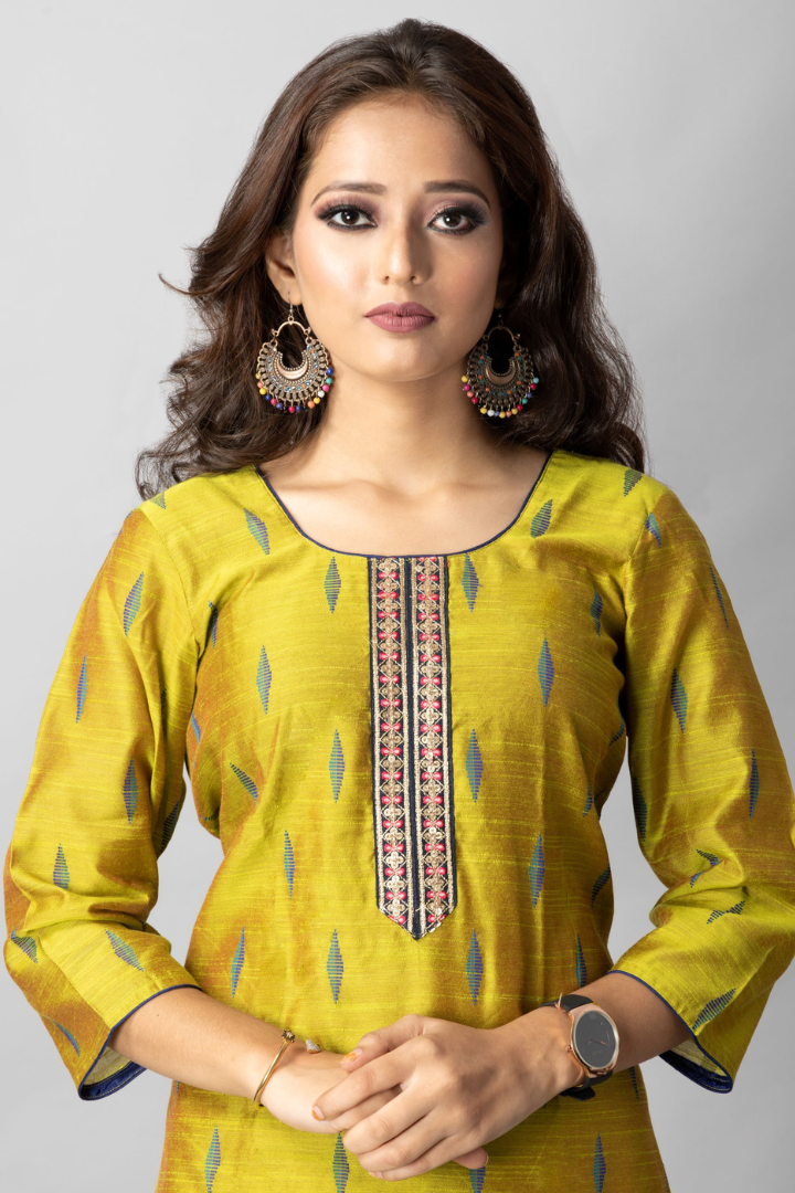 Mehandi Green Handloom cotton Kurta