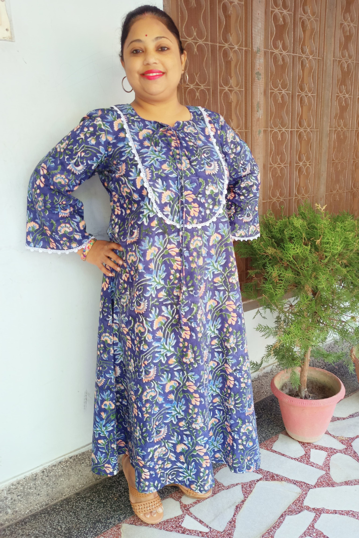 Blue Rapid Print Hand crafted Outfit