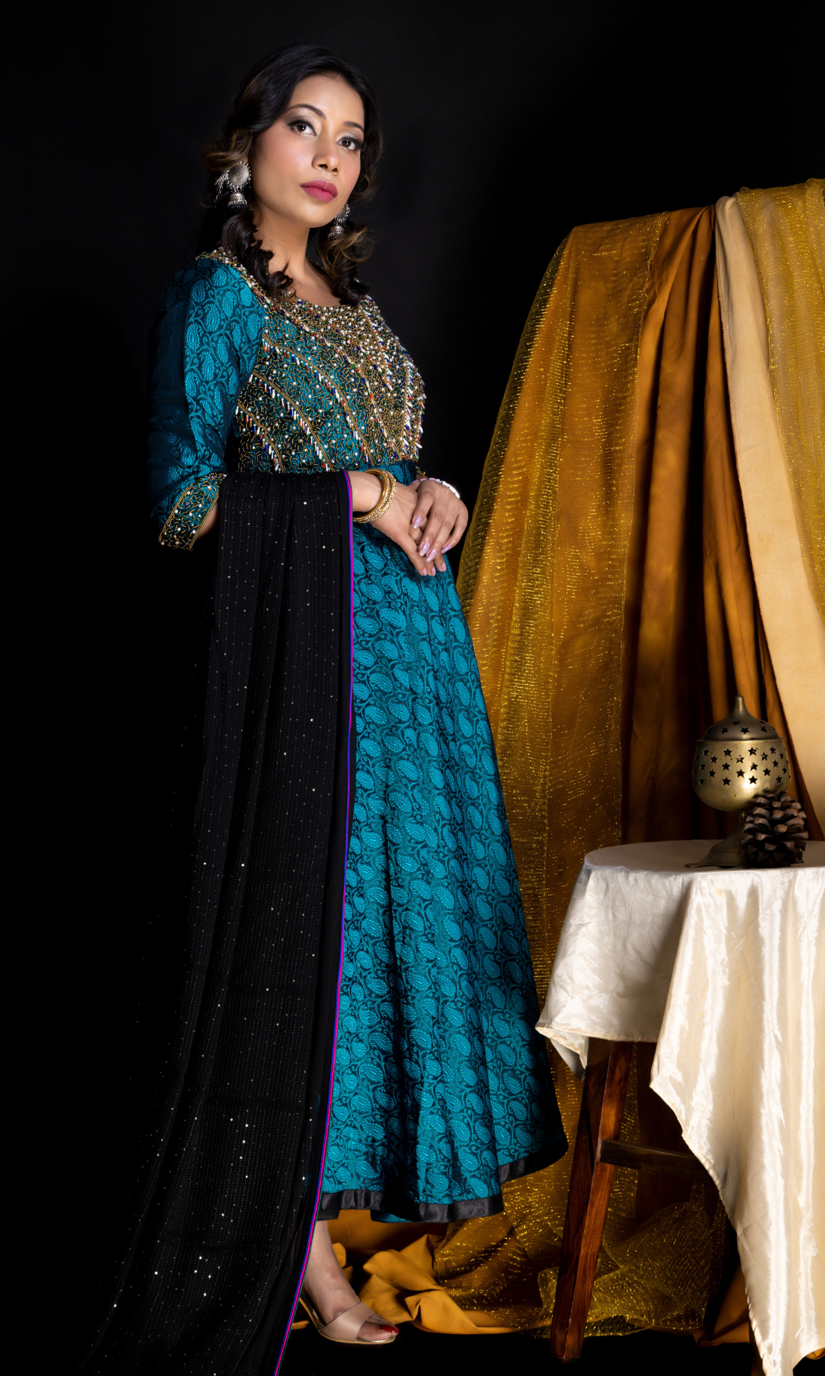 peacock green anarkali dress Floor Length Anarkali For Women's In Peacock Blue Color With Heavy Georgette