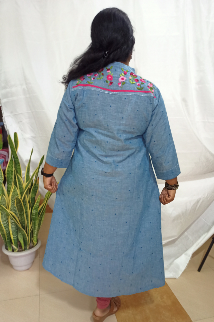 Powder blue Handloom cotton Kurta