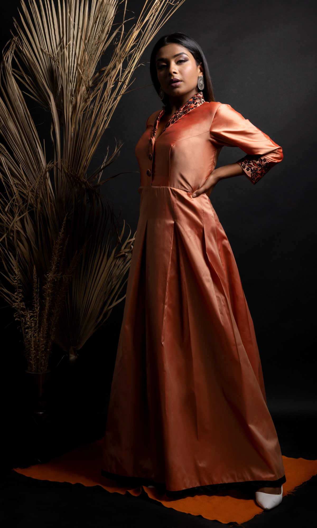 Rust Brown Tafeta silk Evening gown Dress in Style Rust Brown Tafeta silk Evening gown Dress in Style