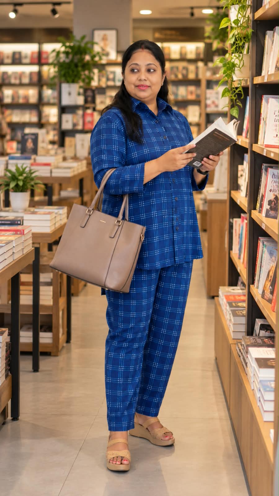 Blue checks shirts collar coord set